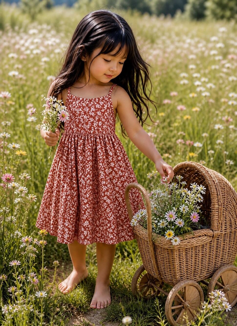 Sunset Blooms Floaty Floral Twirl Babydoll dress 3T